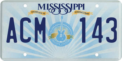 MS license plate ACM143