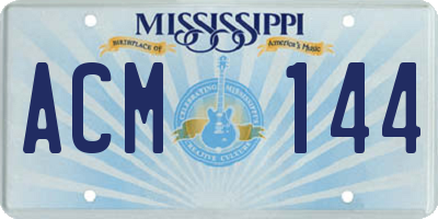 MS license plate ACM144
