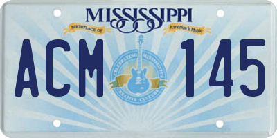 MS license plate ACM145