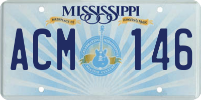 MS license plate ACM146