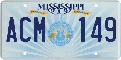 MS license plate ACM149