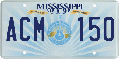 MS license plate ACM150