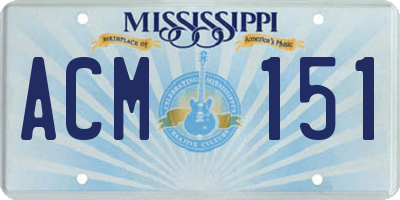 MS license plate ACM151