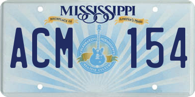 MS license plate ACM154