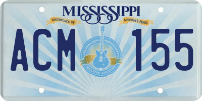 MS license plate ACM155