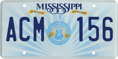 MS license plate ACM156