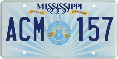 MS license plate ACM157