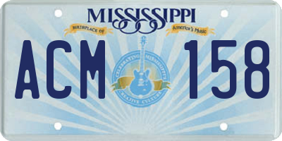 MS license plate ACM158