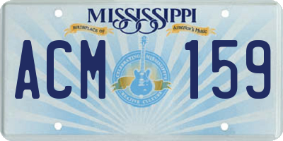 MS license plate ACM159