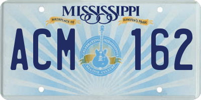 MS license plate ACM162