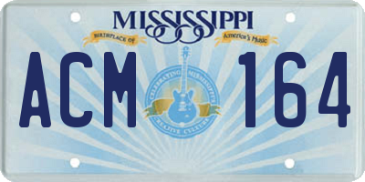 MS license plate ACM164