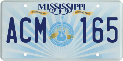 MS license plate ACM165