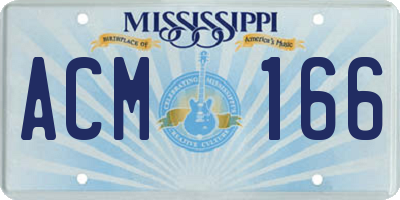 MS license plate ACM166