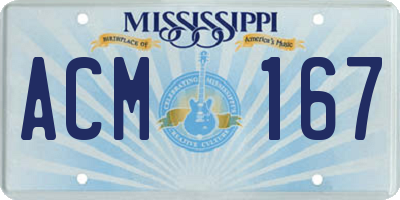 MS license plate ACM167