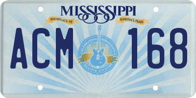 MS license plate ACM168