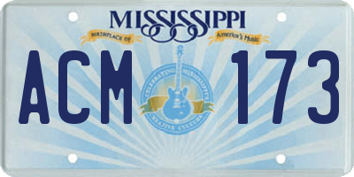 MS license plate ACM173