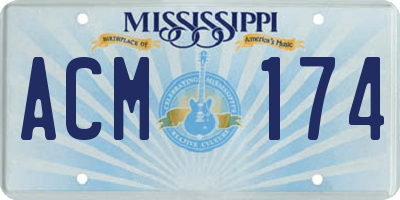 MS license plate ACM174