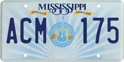 MS license plate ACM175