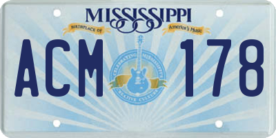 MS license plate ACM178
