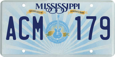MS license plate ACM179