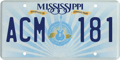 MS license plate ACM181