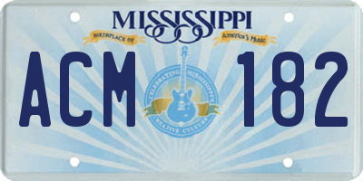 MS license plate ACM182