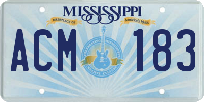 MS license plate ACM183
