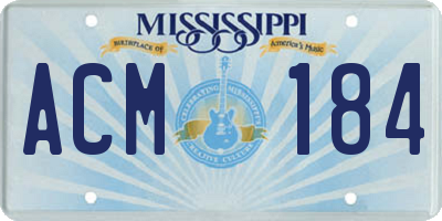 MS license plate ACM184