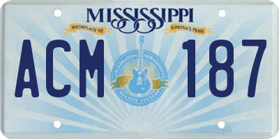 MS license plate ACM187