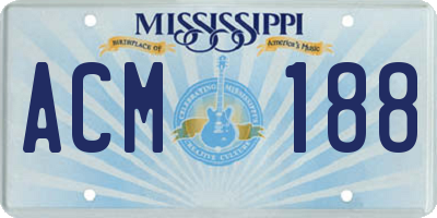 MS license plate ACM188