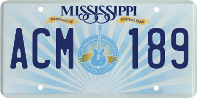 MS license plate ACM189