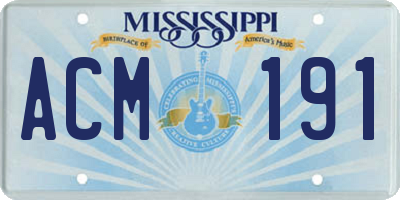 MS license plate ACM191