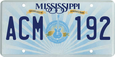 MS license plate ACM192