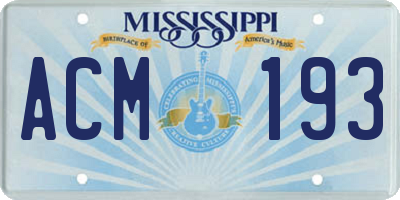 MS license plate ACM193