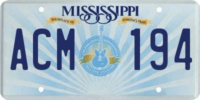 MS license plate ACM194
