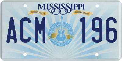 MS license plate ACM196