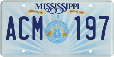 MS license plate ACM197