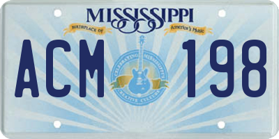 MS license plate ACM198