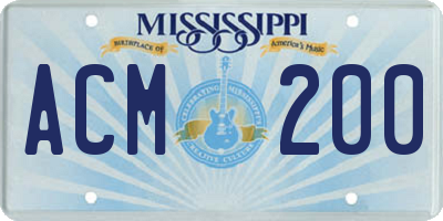 MS license plate ACM200