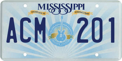 MS license plate ACM201