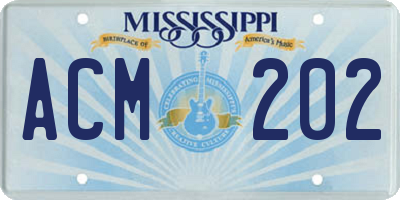 MS license plate ACM202