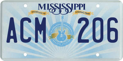 MS license plate ACM206