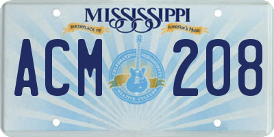 MS license plate ACM208