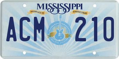 MS license plate ACM210