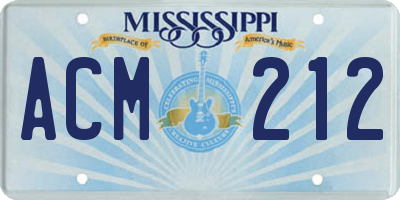MS license plate ACM212