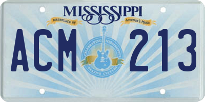 MS license plate ACM213