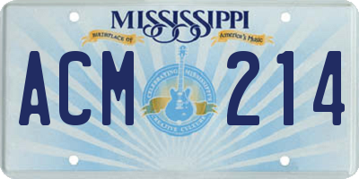 MS license plate ACM214