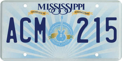 MS license plate ACM215