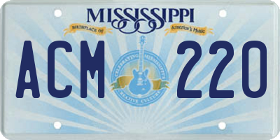 MS license plate ACM220