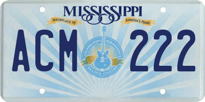 MS license plate ACM222